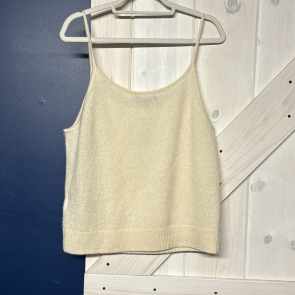 Banana Republic 100% Cashmere Cream Knit Tank XL New - Picture 5 of 6